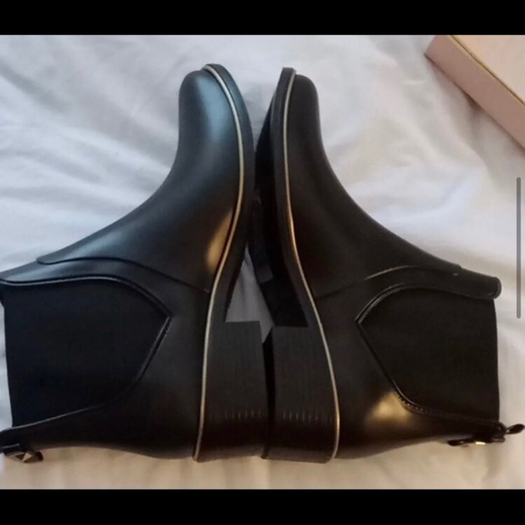 Kate Spade Black Rubber Chelsea Boot with bow - Picture 3 of 5